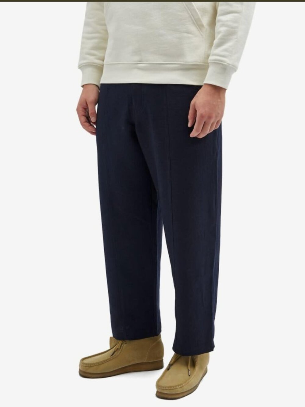 DIME Resort Trouser Navy Cropped Relaxed Straight Fit Pants Size XL